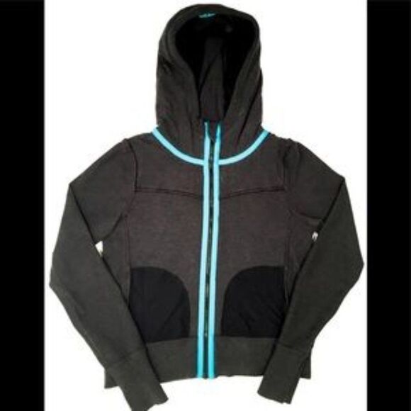 Lululemon fireside hoodie jacket cable knit in coal grey and black - Picture 4 of 14